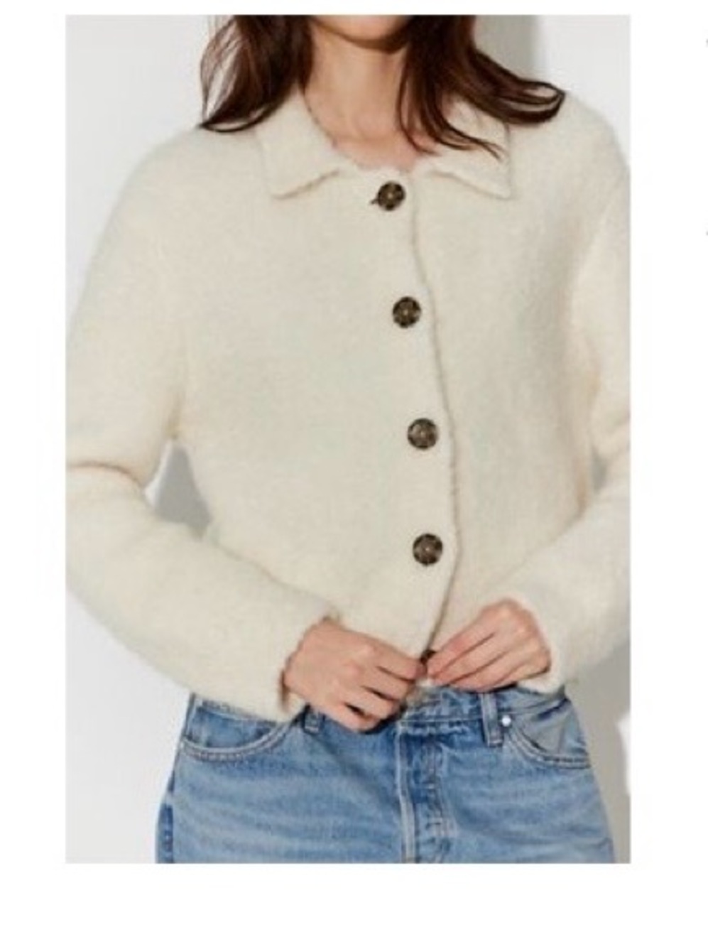 We The Free Soft Cream Teddy Button-Front Jacket